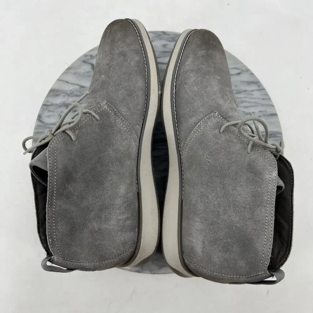 Johnnie O Mens 10‎ Boots Grey Suede The Chill Chukka 2.0 Shoes Lace Up Ankle